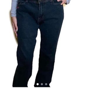 dark wash apple bottom jeans with pink embellishments
